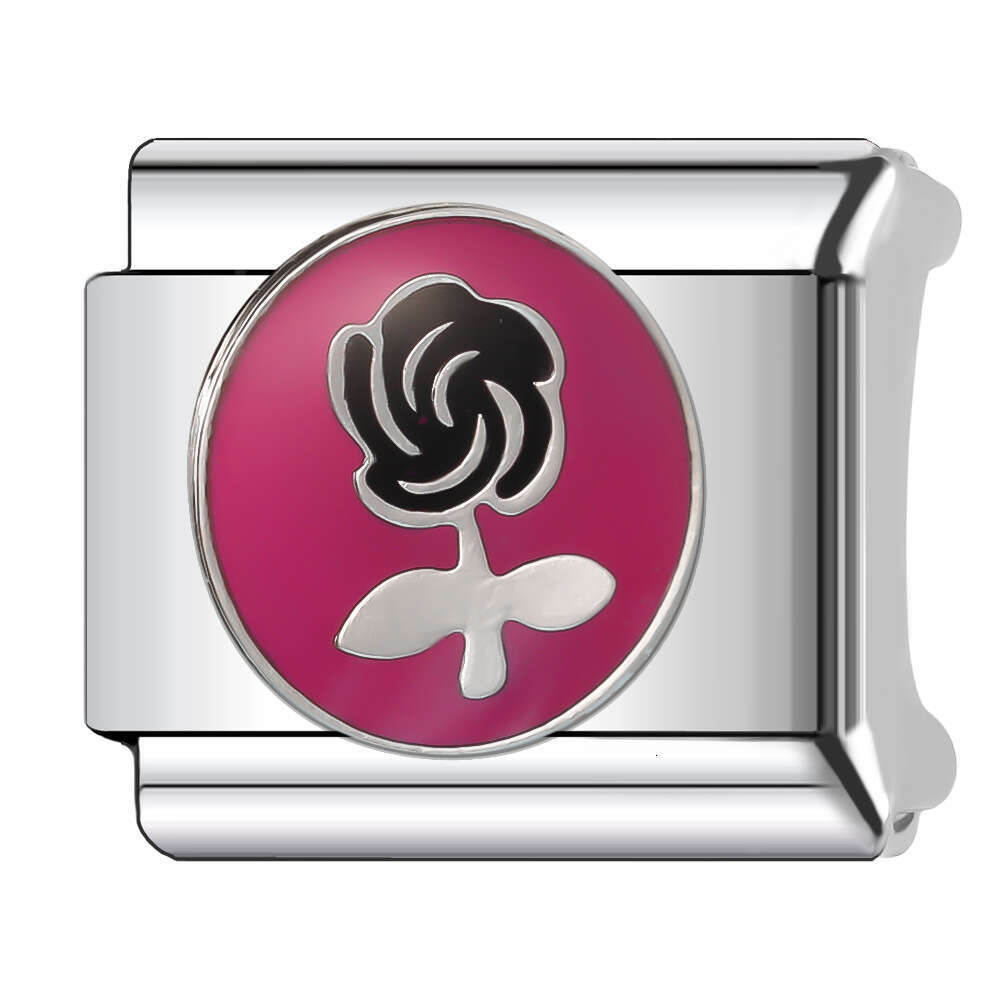 New Women's Gift Romantic Flower Bead Italian Charms Links Bangle Beads Fit 9mm Stainless Steel Bracelet Making DIY For Women Fashion Jewelry