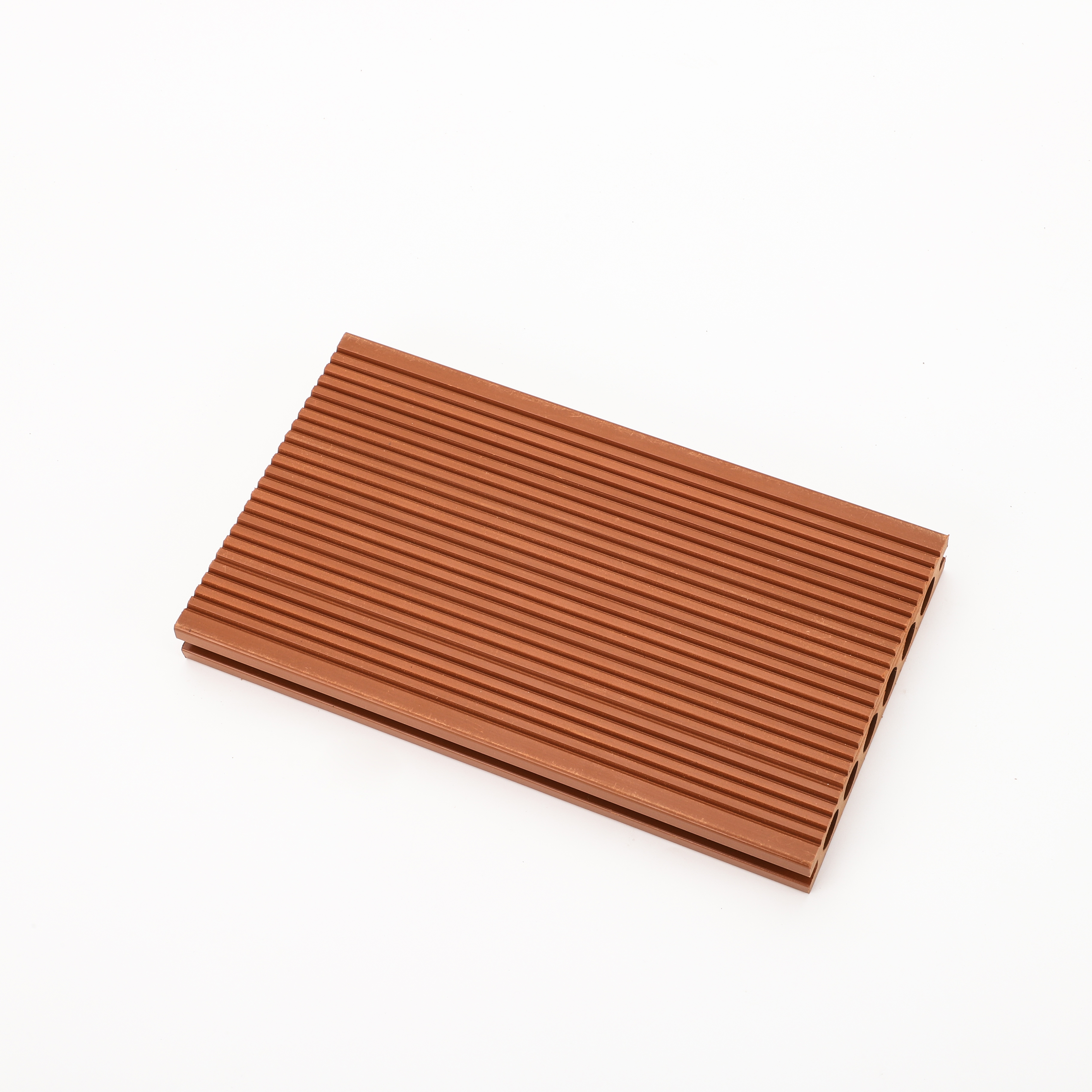 Waterproof Wood Plastic Outdoor Floor Tiles in Red Teak - 3D Embossed Design
