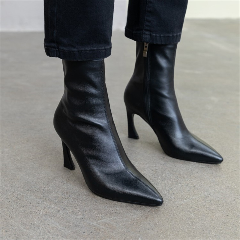 Autumn/Winter Women Boots Pointed Toe Thin Heel Shoes Microfiber Shoes High Heel Shoes Concise Modern Boots ботинки женские