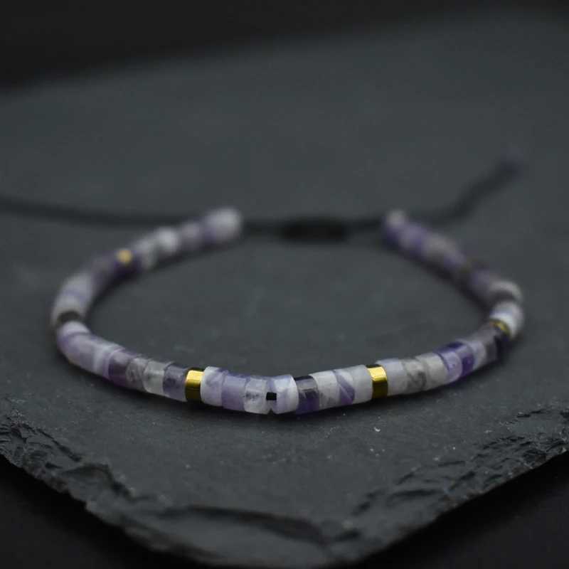 Ladies small bead bracelet amethyst stone bead bracelet handmade jewelry cool mens adjustable bracelet couple gift W240913