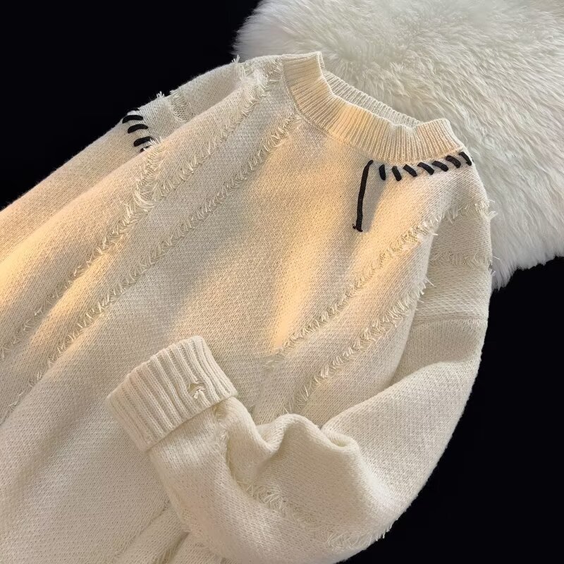 Halloween Men Sweaters Shabby style color sweater for men winter American casual personalized knitted sweater for men sweater Mens crew neck sweater