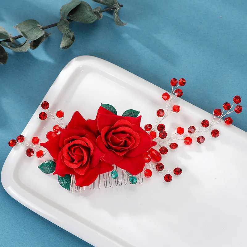 Bridal Flowers Hair Comb Rhinestones Hair Pins Hairclips Headdress Bridal Headband Wedding Hair Accessories Women JewelryX240913