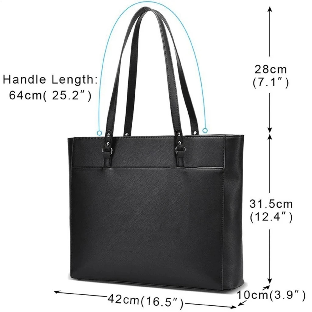 Business For Office 15.6 Inch Waterproof Leather Briefcase Women Big Handbags er Fashion Tote Bag 240904