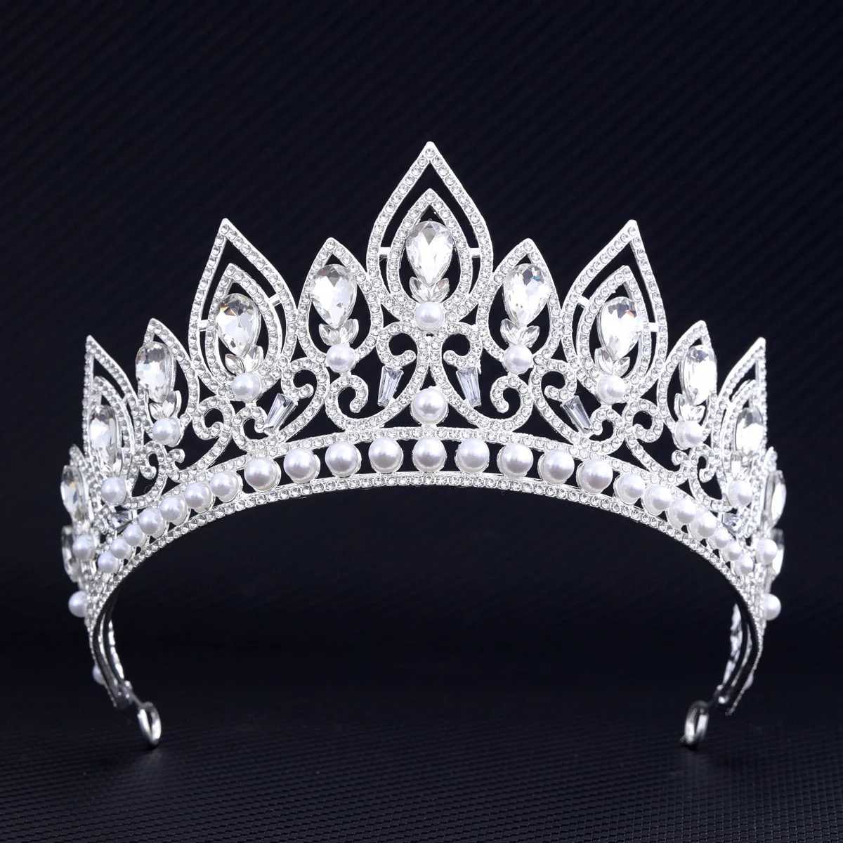 Luxury Baroque Crystal Crowns Princess Rhinestone Tiaras Bridal Pageant Prom Diadem Bride Headbands Wedding Hair AccessoriesX240913