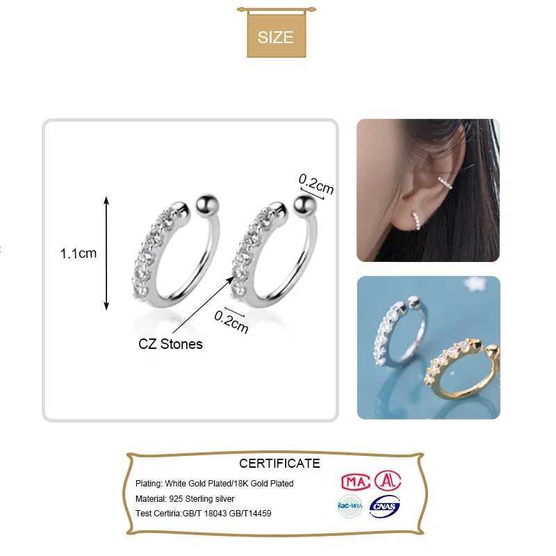 Trustdavis 100% 925 Sterling Silver Shining CZ Ear Cuff Clip on Earrings for Women Girl Without Piercing Earings Jewelry DA372X240913