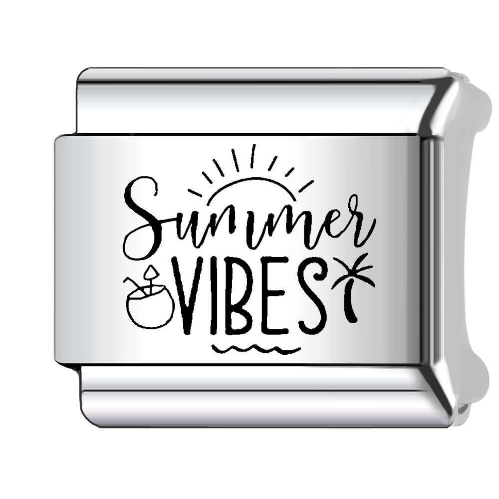 New Women's Gift summer Bead Italian Charms Links Bangle Beads Fit 9mm Stainless Steel Bracelet Making DIY For Women Fashion Jewelry