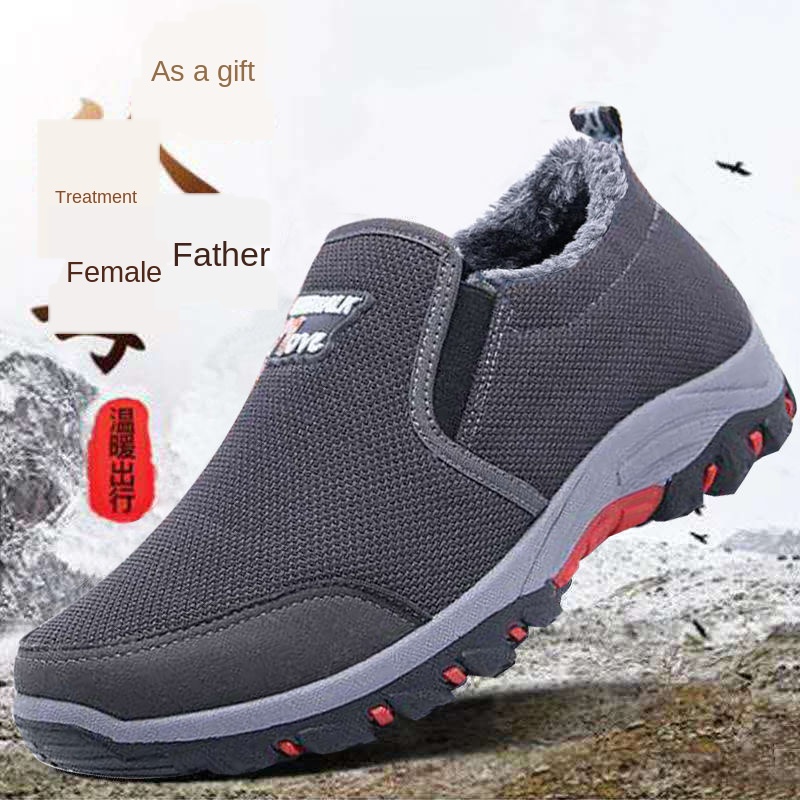 Winter Cloth Men's Fleece Warm Leisure for the Old Non-Slip Wear-Resistant Soft Bottom Dad Cotton Shoes cc56