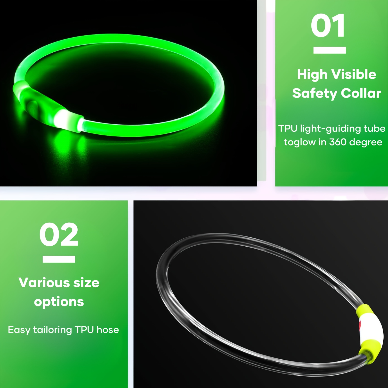 Pet LED Light Luminous Anti-Lost USB Rechargeable Dog Necklace Collar Free shipping