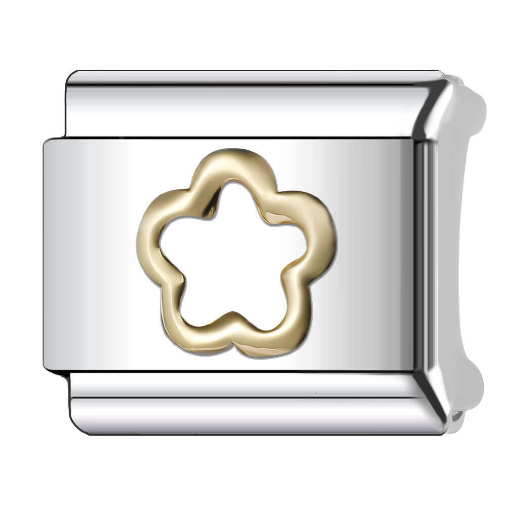 New Women's Gift flower Bead Italian Charms Links Bangle Beads Fit 9mm Stainless Steel Bracelet Making DIY For Women Fashion Jewelry