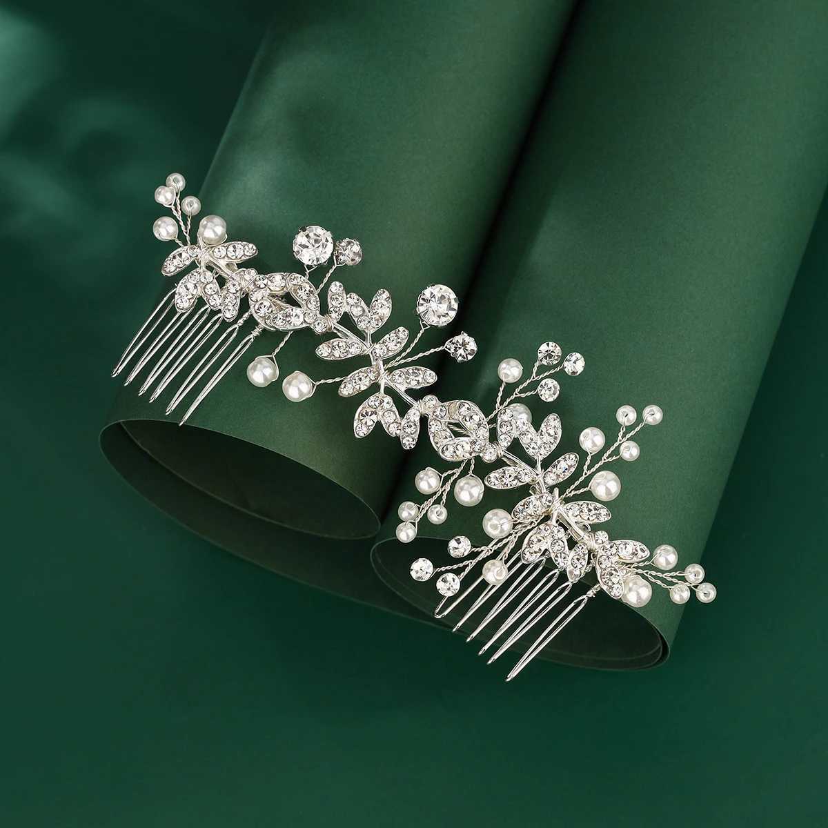 Handmade Wedding Crytal Hair Comb with Pearl for bridalX240913