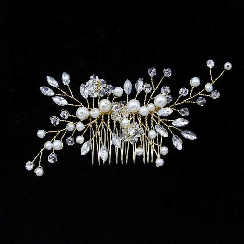 2022 Elegant Bridal Pearl Hair Comb Handmade Flower Beautiful Crystal Hair Accessories Wedding Hair Pins Bridesmaid Bridal DecorX240913