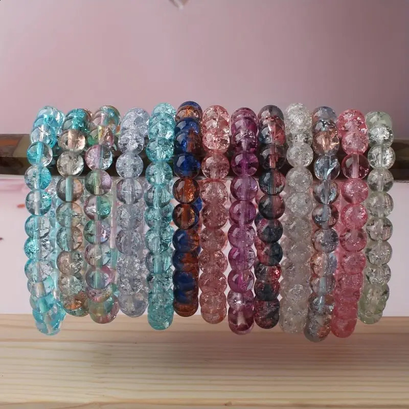 5piece set 6piece 10piece random color natural crystal bead bracelet mens and womens elastic 240906