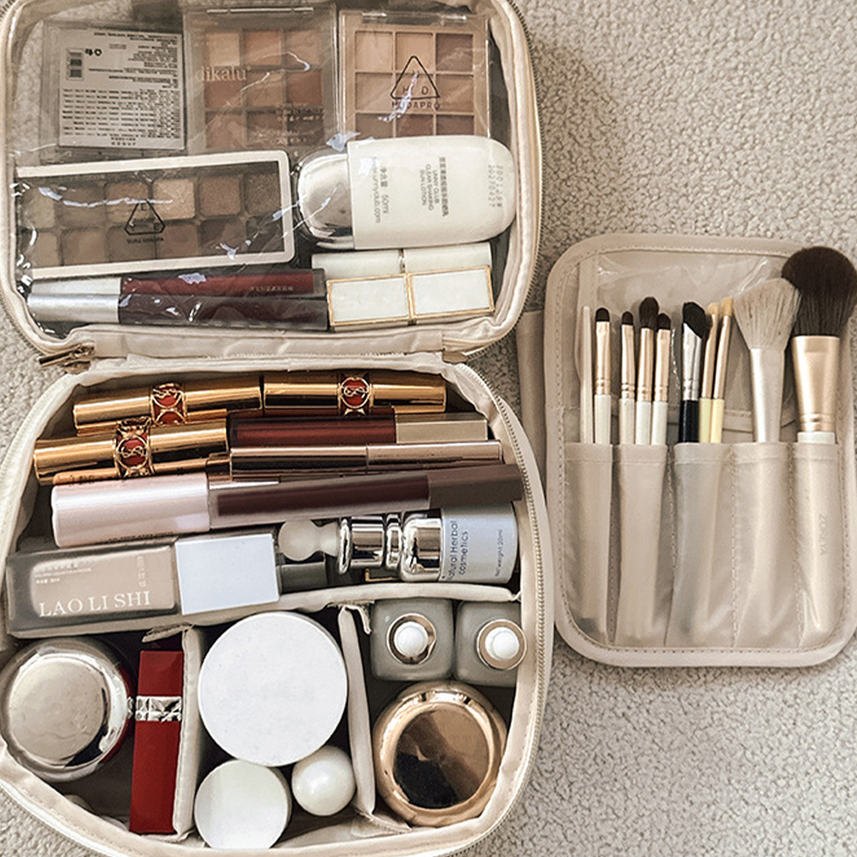 Makeup bag Large capacity portable makeup bag with three-dimensional partition new portable travel toiletry bag high-end cosmetic storage bag