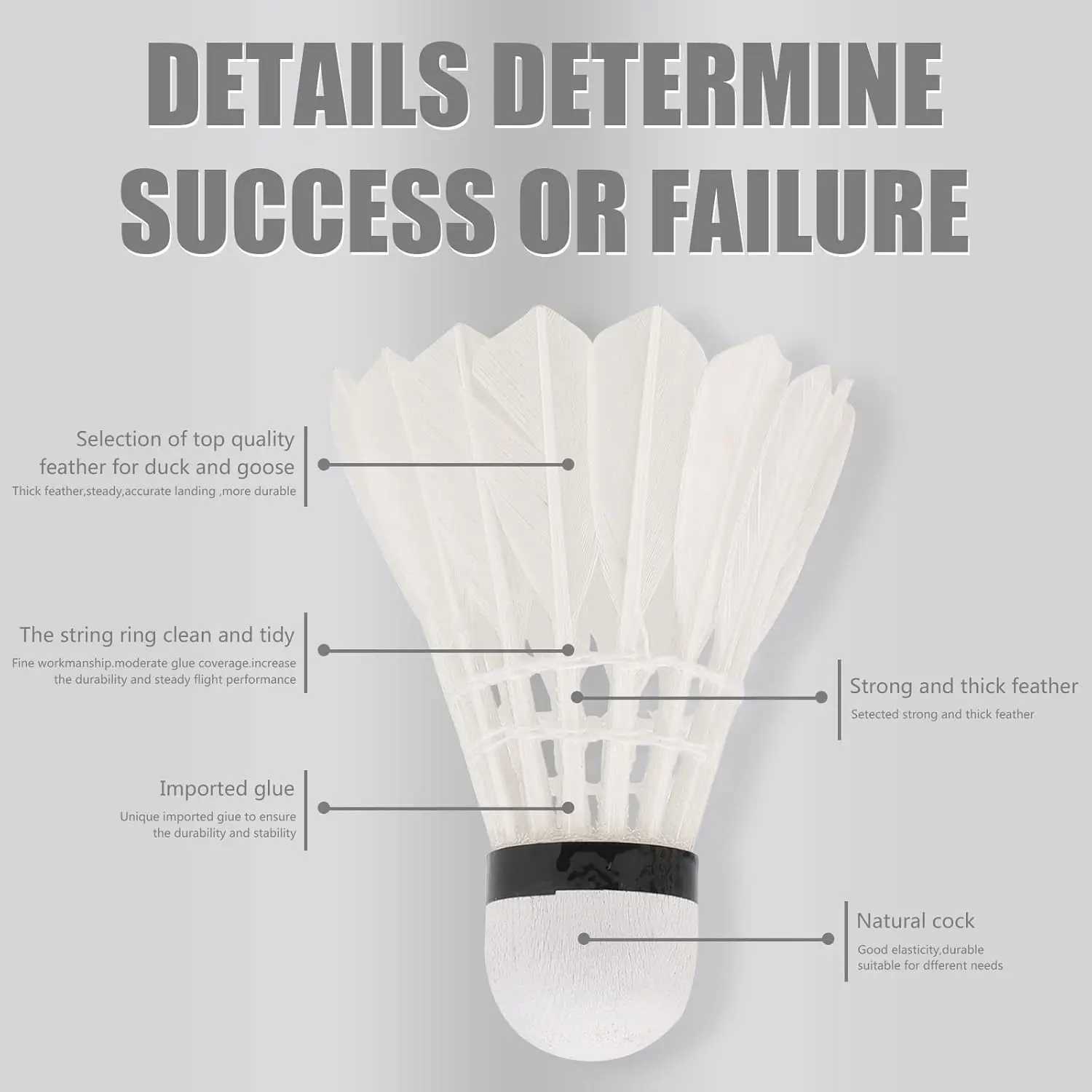 Badminton Shuttlecocks 12 Pcs Professional Duck Feather Durable Training Badminton Balls Feather Ball with Great Stability Y240912