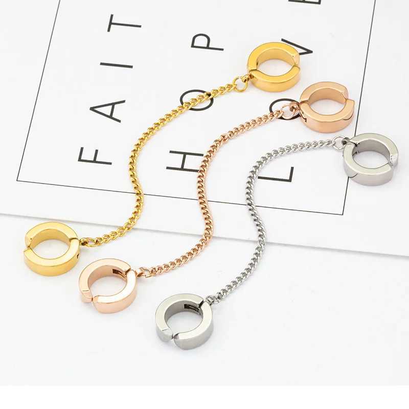Stainless Steel Clip-on Fake Earrings Non-piercing Earcuff Ear Clip Earrings Without Piercing Punk Personality JewelryX240913