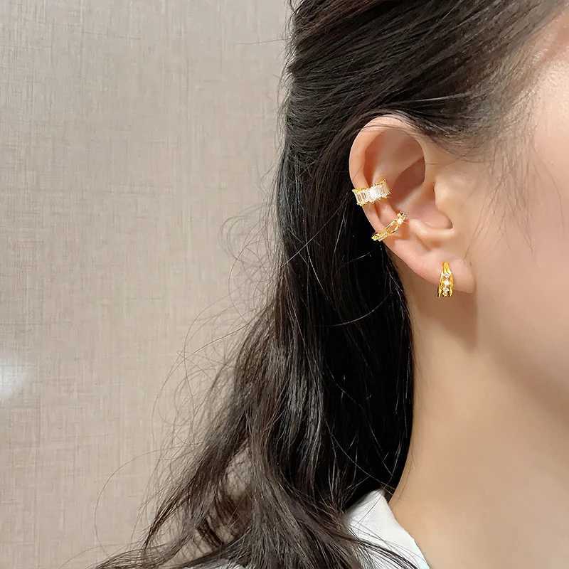 1 pcs New Gold Color Charming Line Zircon Clip On Earrings Ear Cuff Without Piercing Earrings JewelryX240913