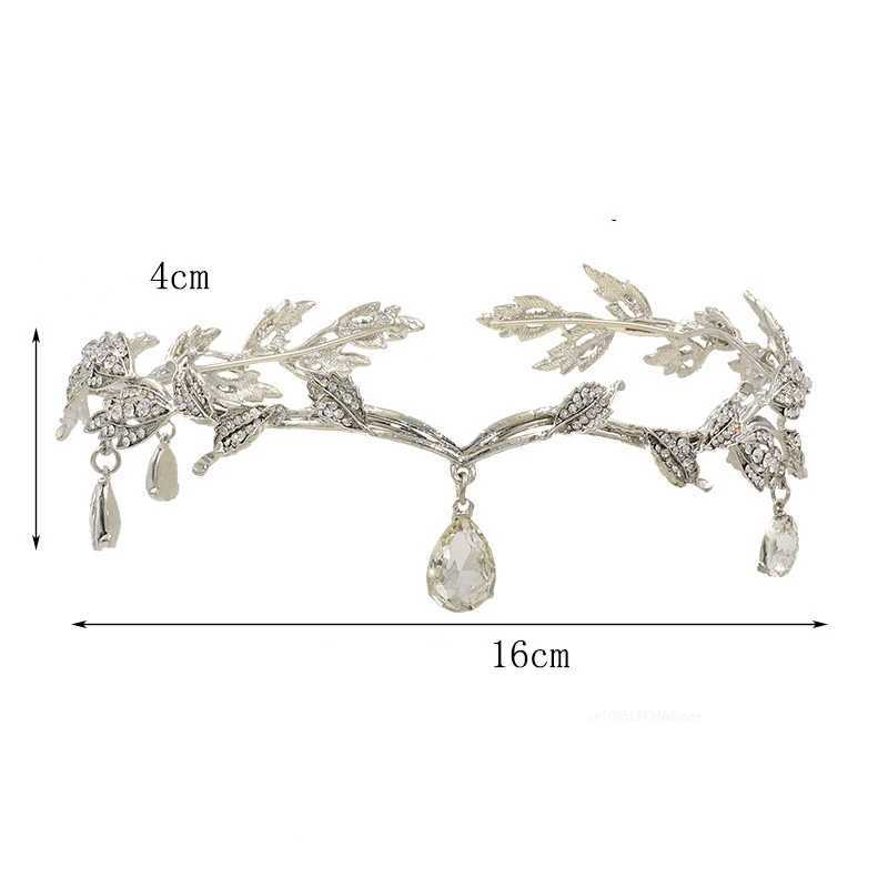 New Arrivals Vintage Crown Leaves Waterdrop Pendent for Women Wedding Hairband Rhinestone Party Princess Elf Hairdress JewelryX240913