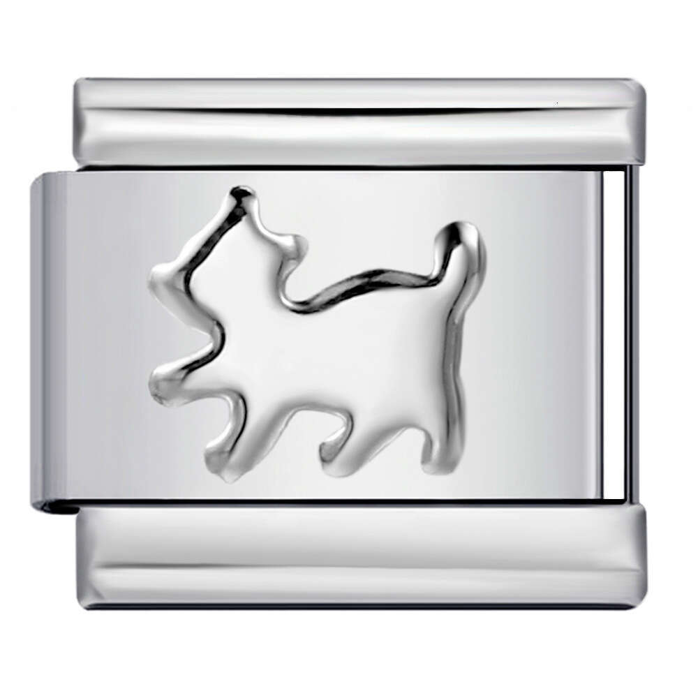 Titanium Convex Sier Stamping Pattern DIY Bead Bracelet Italian Charm Links Stainless Steel Fit 9Mm Jewelry Making Gifts