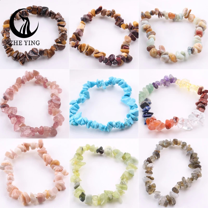 Colors Irregular Gravel Natural Stone Bracelets Gemstone Stretch Beads Amethyst Obsidian Fluorite Chakras for Women 240906