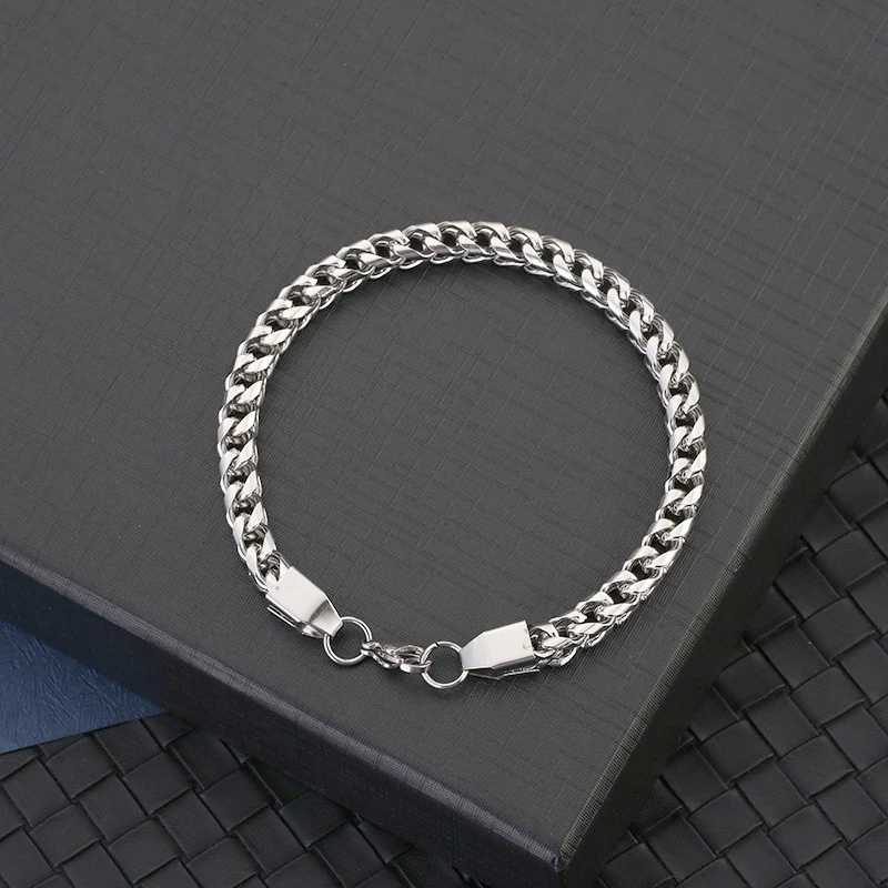 Fashion Stainless Steel Whip Chain Bracelet Personalized Simple Mens Hip Hop Casual Titanium Steel Jewelry Gift for FriendsX240913