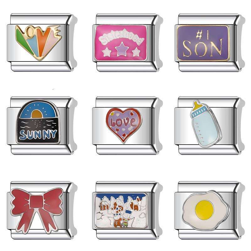 New Women's Gift rainbow ball Sunny Bead Italian Charms Links Bangle Beads Fit 9mm Stainless Steel Bracelet Making DIY For Women Fashion Jewelry