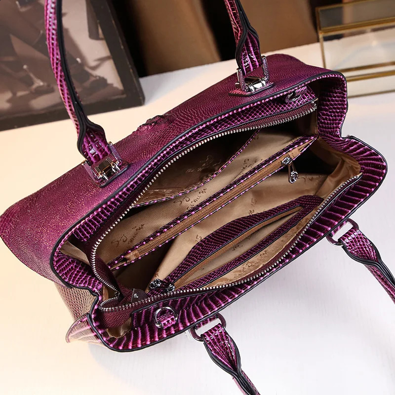 Pattern Womens Leather Handbag High Quality Purple y Pu Shoulder Bag 240910