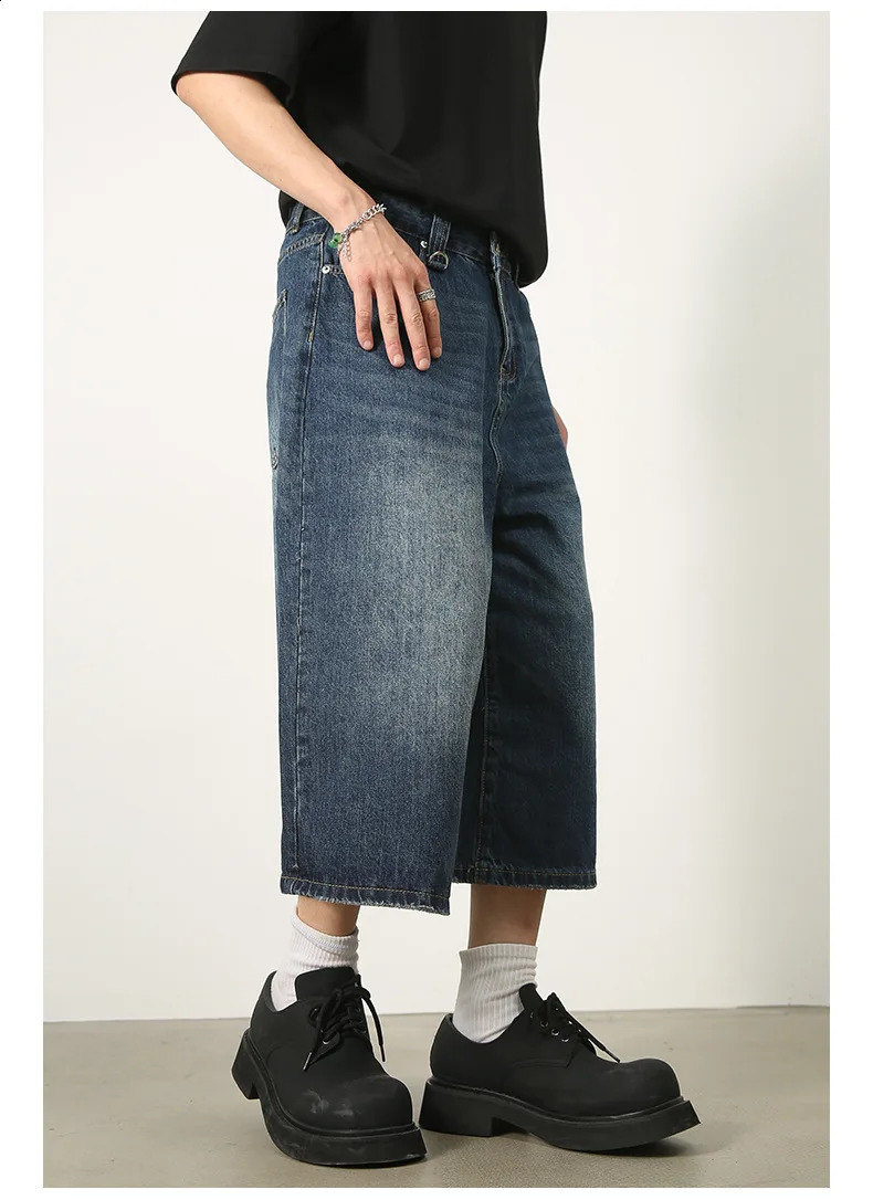 2024 Y2k Retro Women Low Rise Jorts Brushed Black Wash Cropped Baggy Jeans Wide Leg Frayed Denim Short Pants Fashion 240912