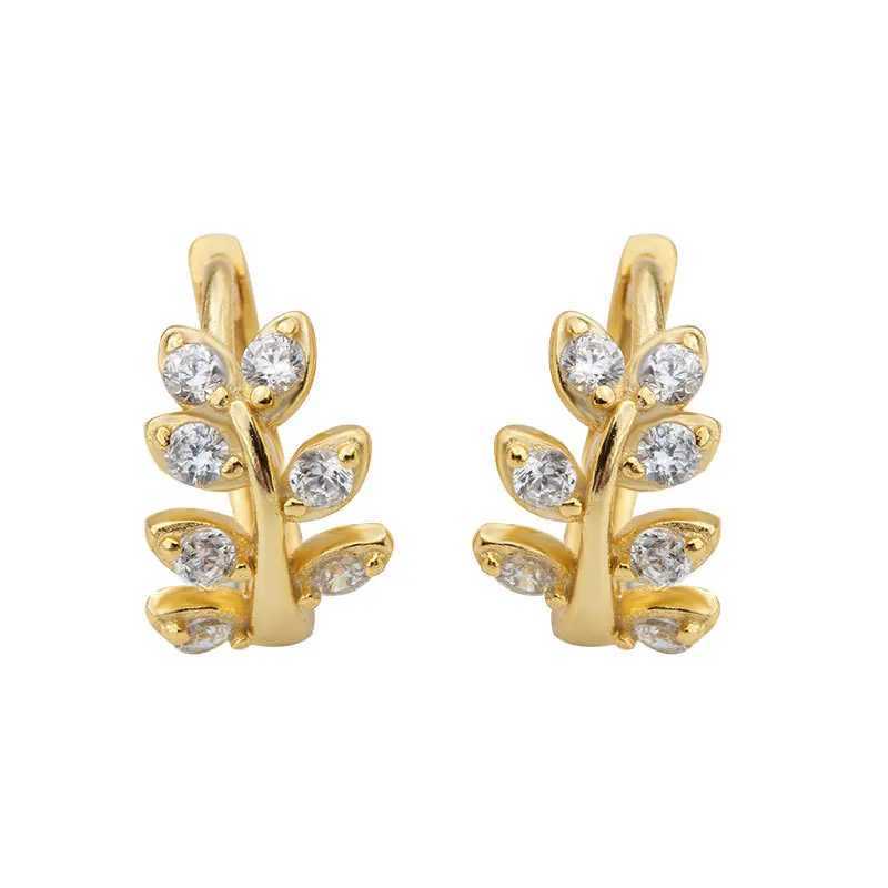 925 Sterling Silver European Simple Olive Branch Wreath Stud Earrings Women Pav Zircon Ear Bone Clip Classic Wedding JewelryX240913