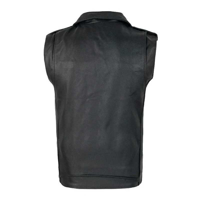 Mens PU Leather Vest Pop Motorcycle Leather Jacket Vest Mens Multi-zipper Punk Rock Sleeveless TopsX240913