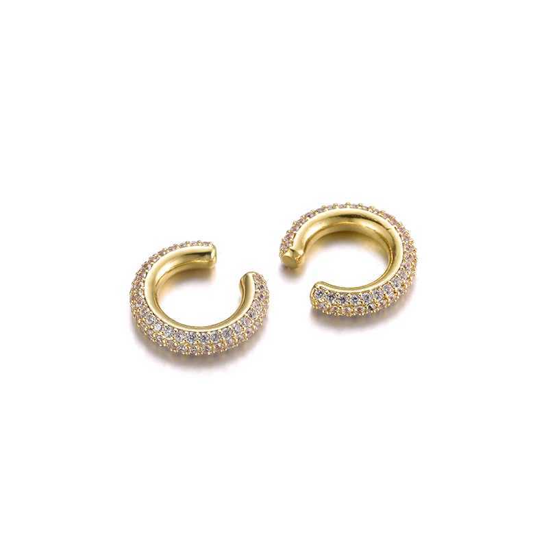 Women IPC Round Fake C Shape For Cartilage Clip Earrings No Pierced Earrings AAAA Zirconia Geometric Jewelry Gold Silver ColorX2409