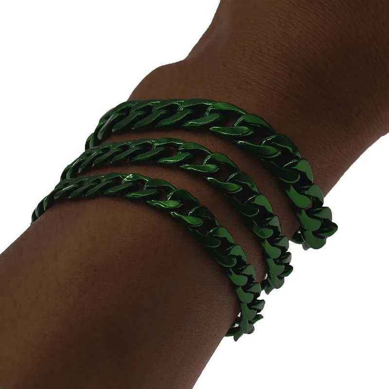 Green Bracelet for Men Women Curb Cuban Link Chain Mens Womens Bracelets Chains Jewelry for MenX240913