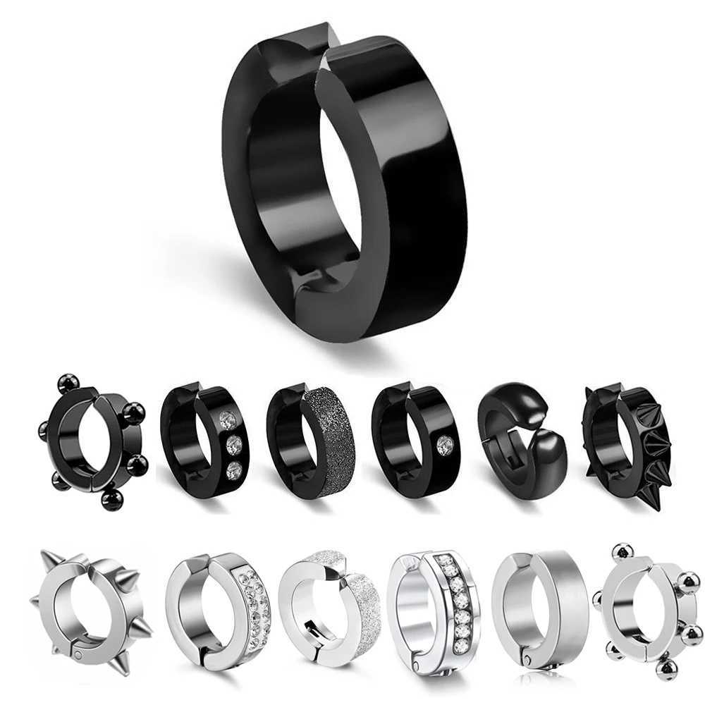 1 Pair Men Women Stainless Steel Non-Piercing Earring Clip On Ear Stud Cuff Earrings Without Piercing Street Pop Punk JewelryX240913