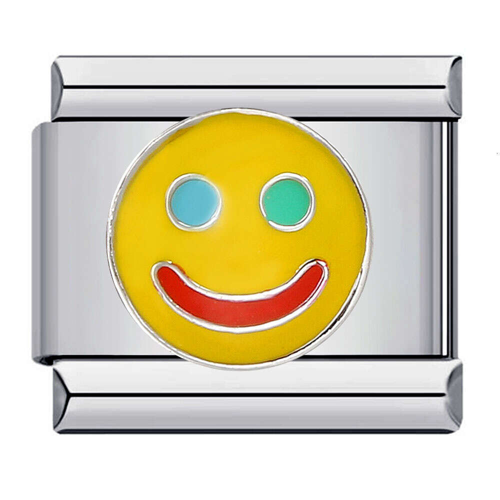 New Titanium Enamel Cartoon DIY Bead Bracelet Fashion Welding Pattern Strap Chain Italian Charm Links Stainless Steel Fit 9Mm Jewelry Making Gifts