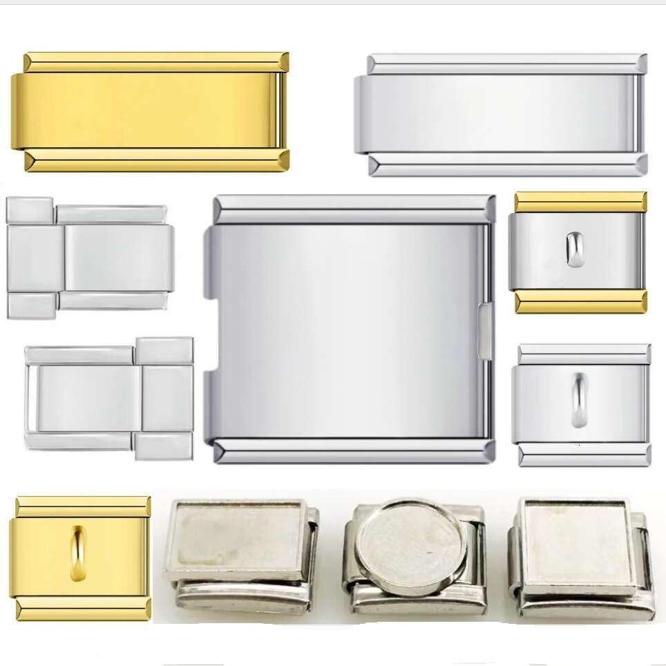 Photo Multifunctional Bead Bracelet Square Elastic Splicing Titanium Strap Italian Charm Links Stainless Steel Fit 9Mm Jewelry DIY Making Gifts