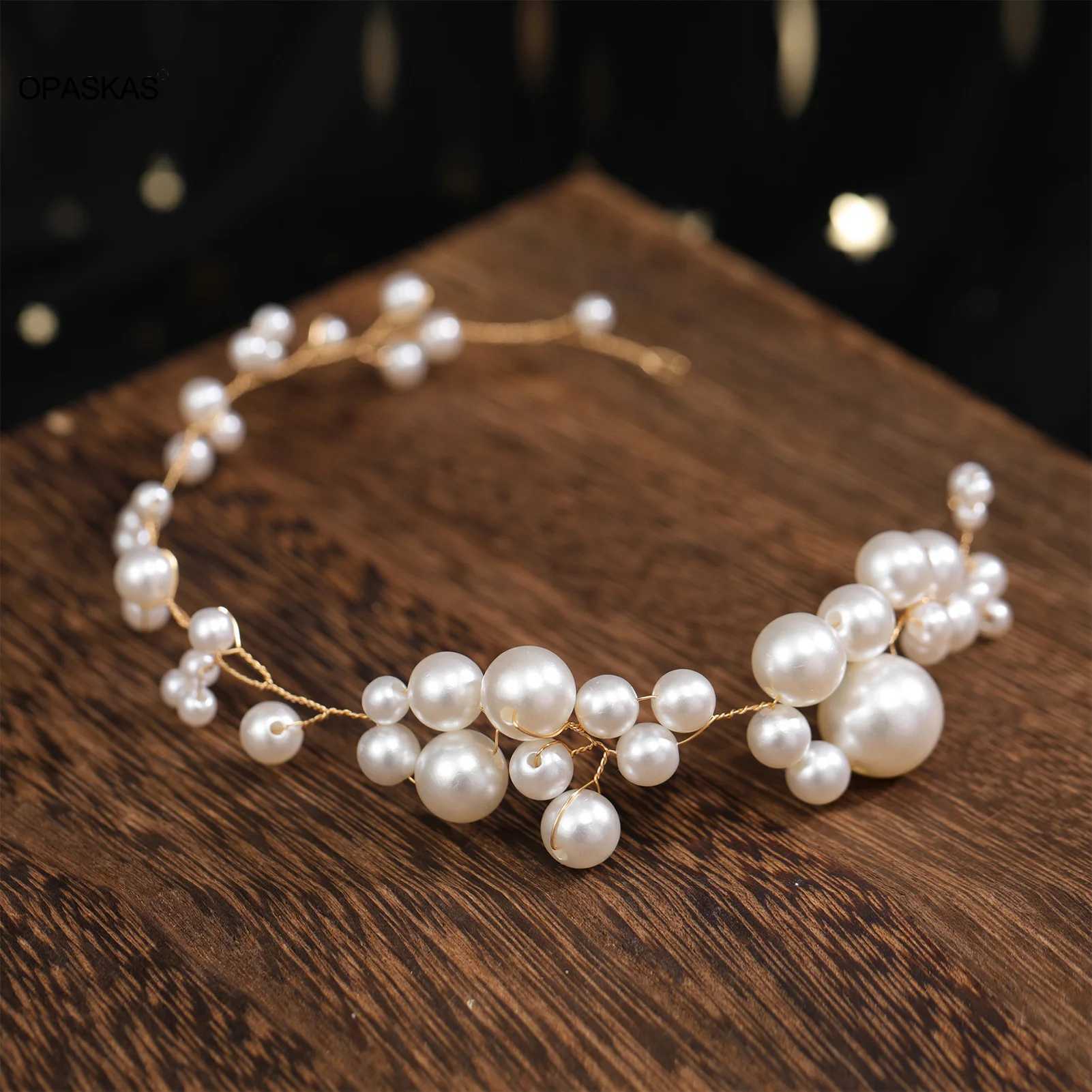 Bridal Sweet Headband Headpieces Banquet Pearls Headdress Simple Chain Hair Vine For Banquet Wedding Masquerade Hair JewelryX240913