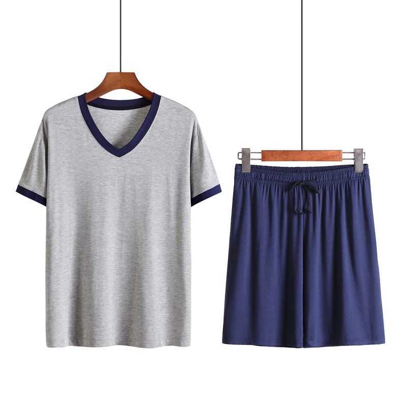 Modal Mens 2-Piece Summer Pajamas Homewear Short-Sleeved Shorts Set Of Fat Plus Size Loose Underwear Set Mens Pajama Set Y240913