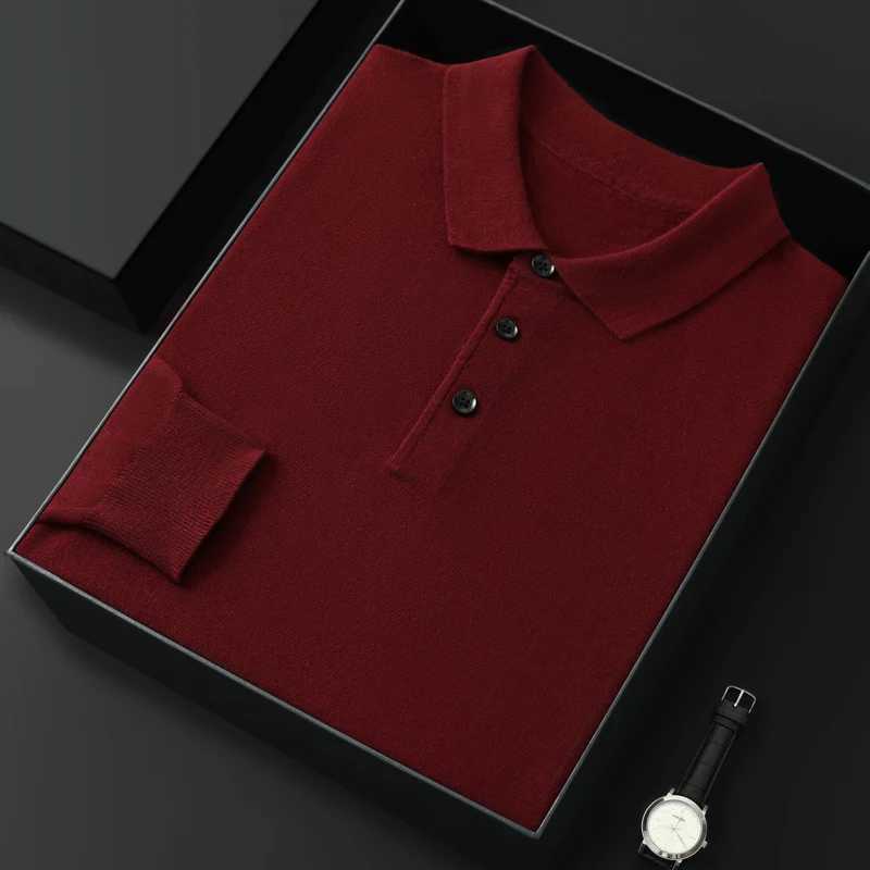 Cashmere sweater mens polo neck spun wool long sleeved T-shirt business casual sweater pullover bottom sweater ZM- W240913