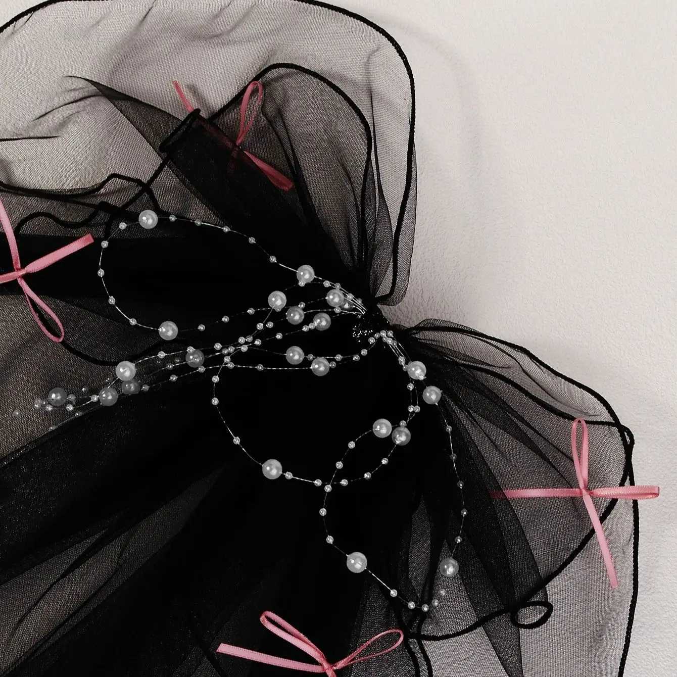 Miallo Elegant Bridal Wedding Headdress White Mesh Headpiece Imitation Pearl Bow Short Veil Back Head Decor Hair AccessoriesX240913