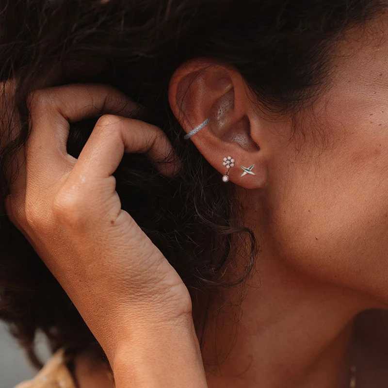 925 sterling silver Star Ear Cuff Micro Pave CZ Zircon Non Pierced Small Sized Girl Clip Earring Cuff Korean Earcuff Jewelry A30X240913