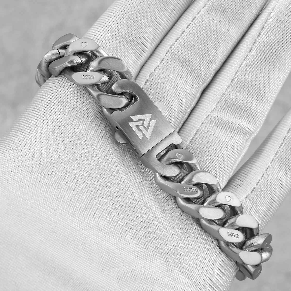 Original Design Men Cuban Chain Bracelet Creative Cross Valknut Simple Buckle Bracelet Punk Hip-hop Teenager Jewelry AccessoriesX240913