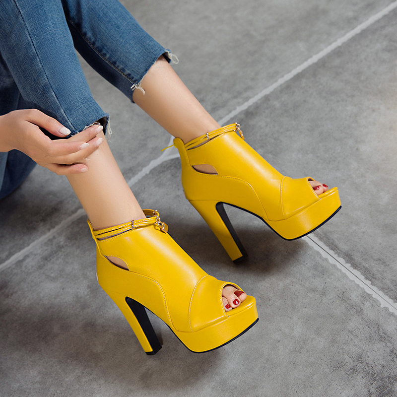 2025 new Summer Fashion For Women Sandals High Heels Platform Peep Toe Ankle Boots Yellow White Blue Party Shoes Female Large Size 0bdc