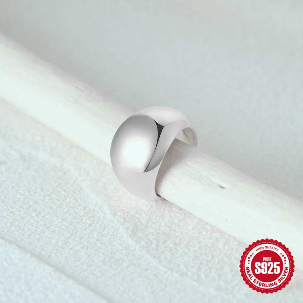 AIDE 925 Sterling Silver Wide 1cm C-shaped Ear Cuff Smooth Clip Earrings For Women Men 1 Piece Earcuff For Unpierce Ear JewelryX240913