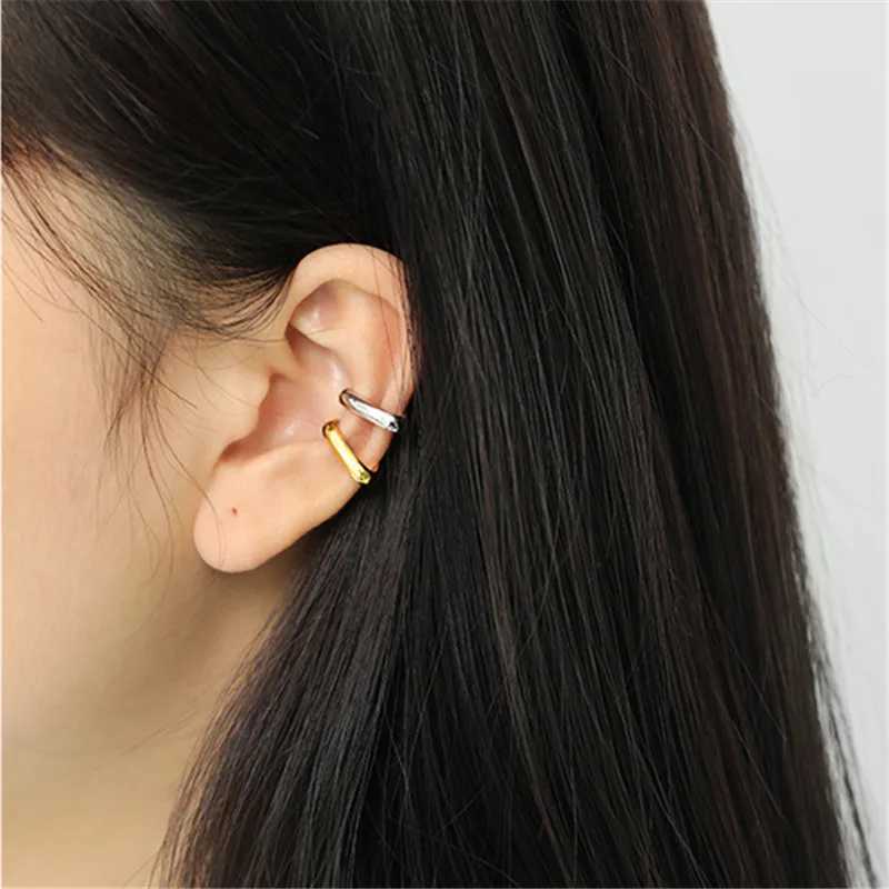 925 Sterling Silver European Simple Geometric Square Ear Bone Clip Women No Pierced Punk Hip Hop Street Art Party JewelryX240913