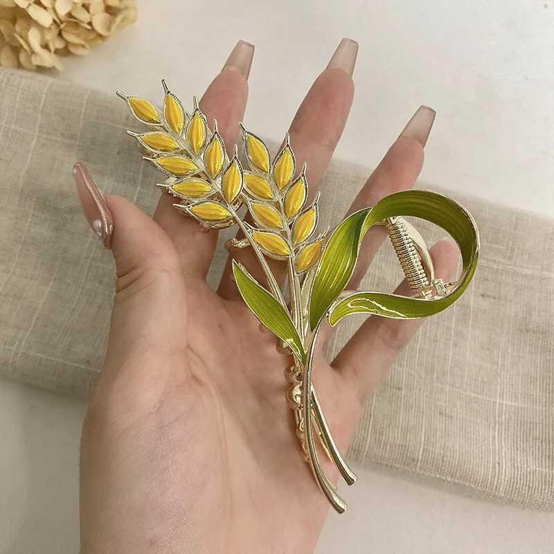 Korean Wheat Ears Hair Claws For Women Fashion Clip Metal Crab Headwear Accessories Wedding Birthday GiftX240913