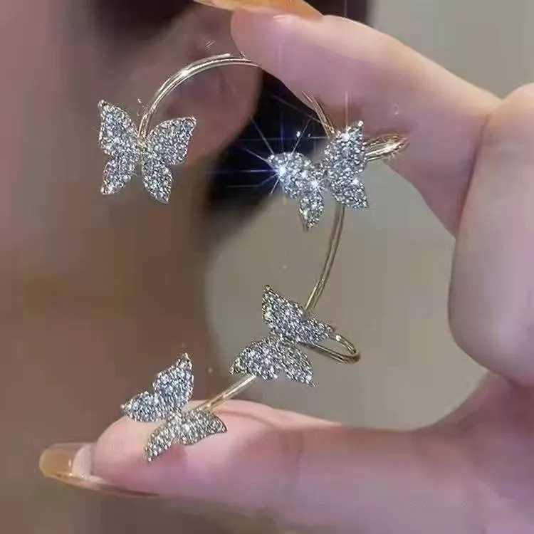 Korean Style Butterfly Ear Clips Without Piercing For Women Sparkling Zircon Ear Cuff Clip Earrings Wedding Party Jewelry GiftsX240913