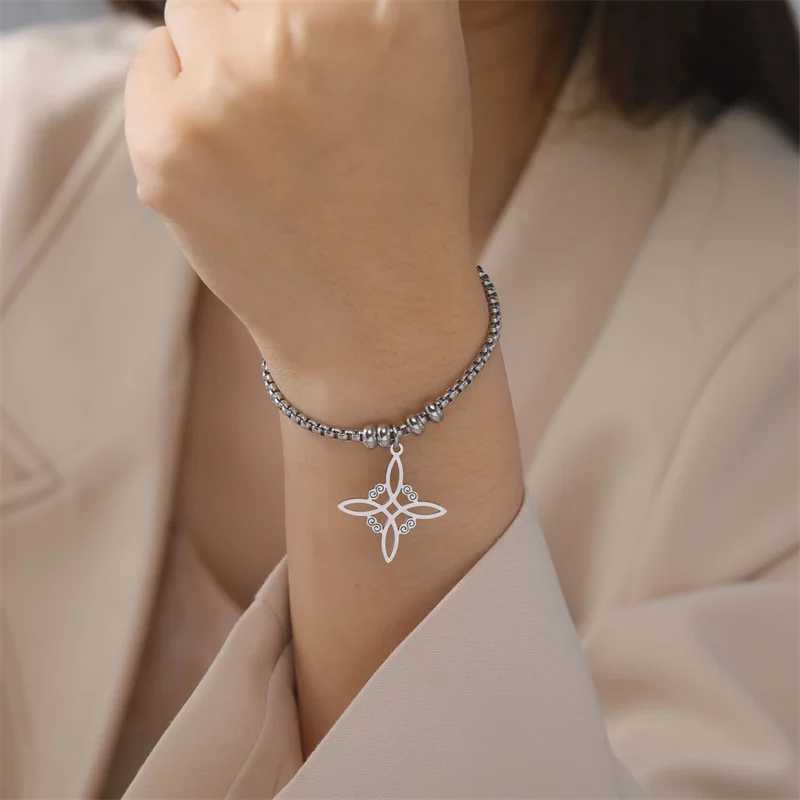 Vintage Stainless Steel bracelet for Men Women Witch Knot Witchcraft Pendant Man Bracelet Jewelry bracelets homme Birthday GiftsX240913