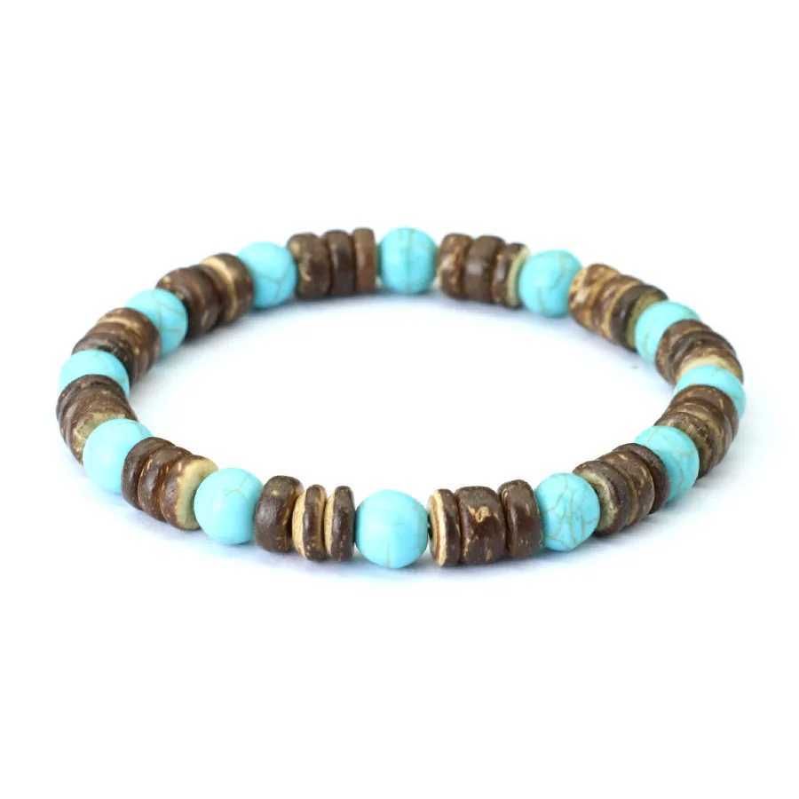 New natural coconut shell bracelet mens handmade agate volcanic rock stone beads bra casual accessories meditation Joias W240913