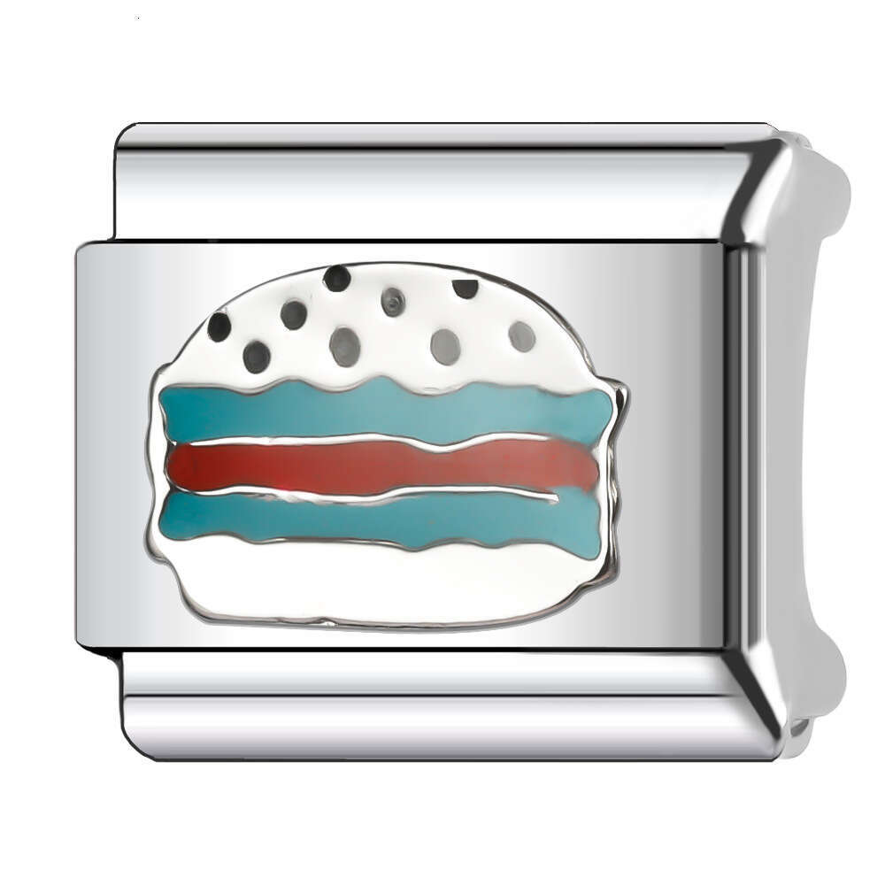 2024 New Women's Gift Grilled chicken burger Bead Italian Charms Links Beads Fit 9Mm Stainless Steel Bracelet DIY Making Jewelry