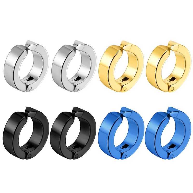 1 pair Fashion Ear Clip Non Piercing Earrings Fake Earrings for Men Circle Round Earring Punk Rock Style Jewelry GiftX240913