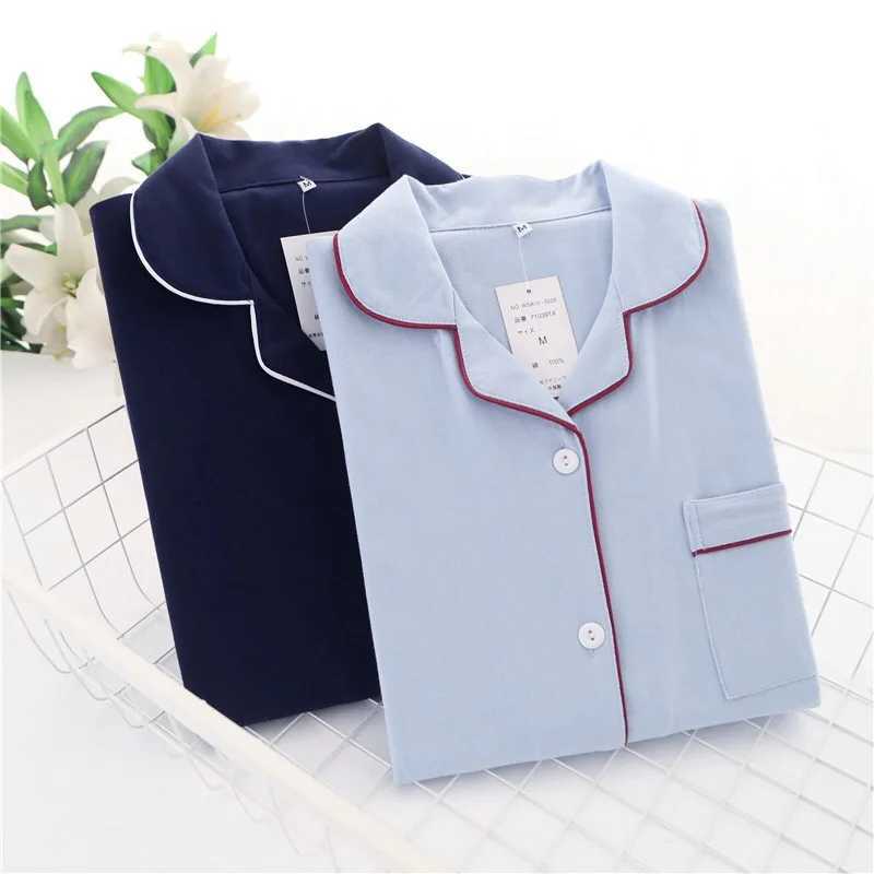 Casual couple Solid 100% cotton pajamas sets men autumn pijamas long-sleeve sleepwear men pijamas Japanese pyjamas for male Y240913